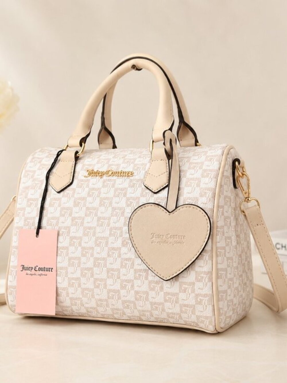 Juicy Couture Geo Sandstone Logo Satchel Crossbody Bag NWT